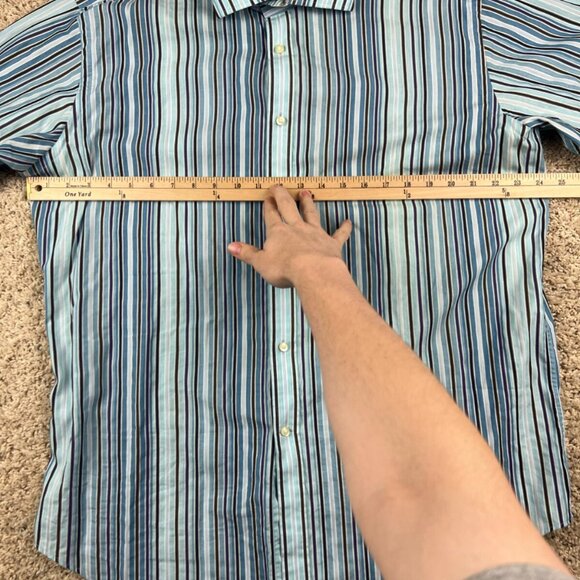 Thomas Dean Shirt Long Sleeve Size XL Button Up Mens Blue Purple Striped - Picture 6 of 7